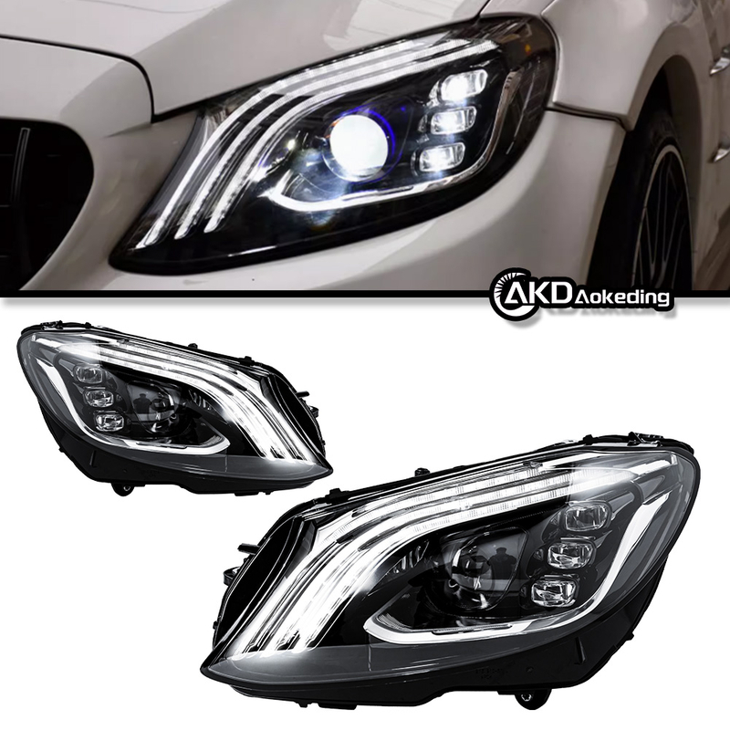 AKD Car Lights for Benz W205 LED Headlight Projector Lens 2014-2021 C180 C200 C260 C300 DRL Head Lamp Automotive Accessories