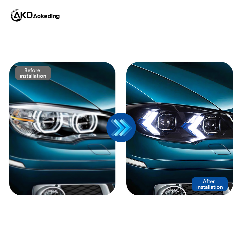AKD Headlight Assembly Upgrade for 2008-2014 BMW X6 E71 Models: LED Laser Sequential Turn Signals, Daytime Running Lights, And Bi-xenon Projector Lenses.