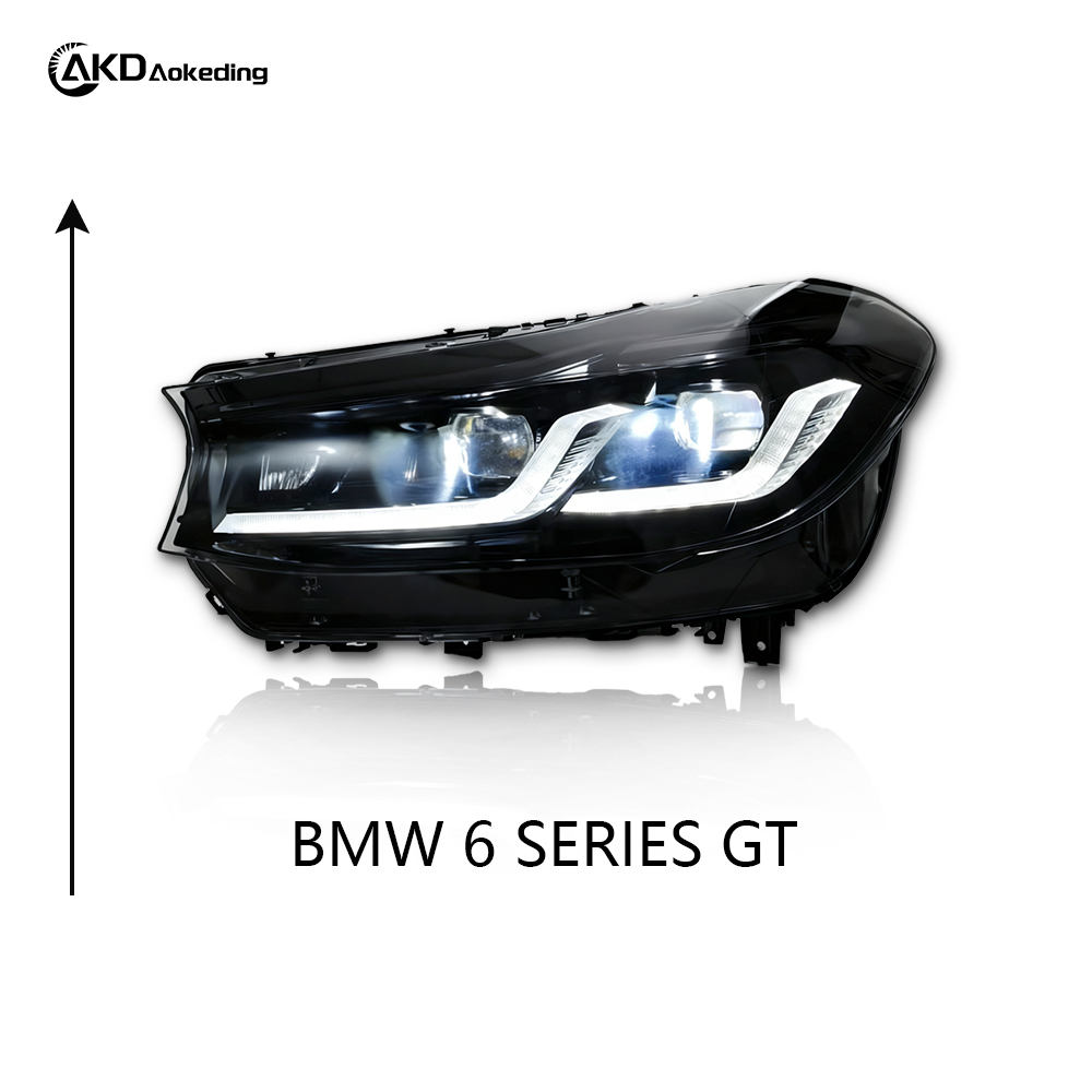 AKD Headlight Assembly Upgrade for 2017-2021 BMW 6 Series GT Models: LED Laser Sequential Turn Signals, Daytime Running Lights, And Bi-xenon Projector Lenses.