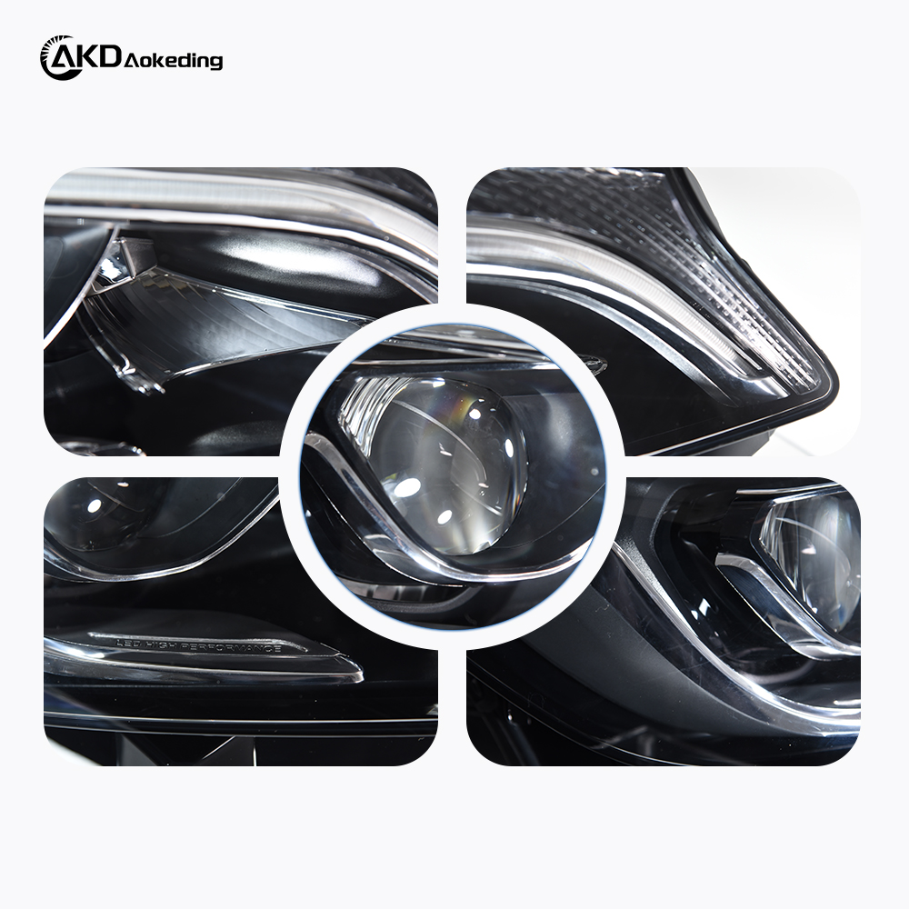 AKD Headlight Assembly Upgrade for 2013-2018 Mercedes-Benz A-Class W176 Models, Featuring LED Laser Sequential Turn Signals, Daytime Running Lights, And Bi-xenon Projector Lenses.