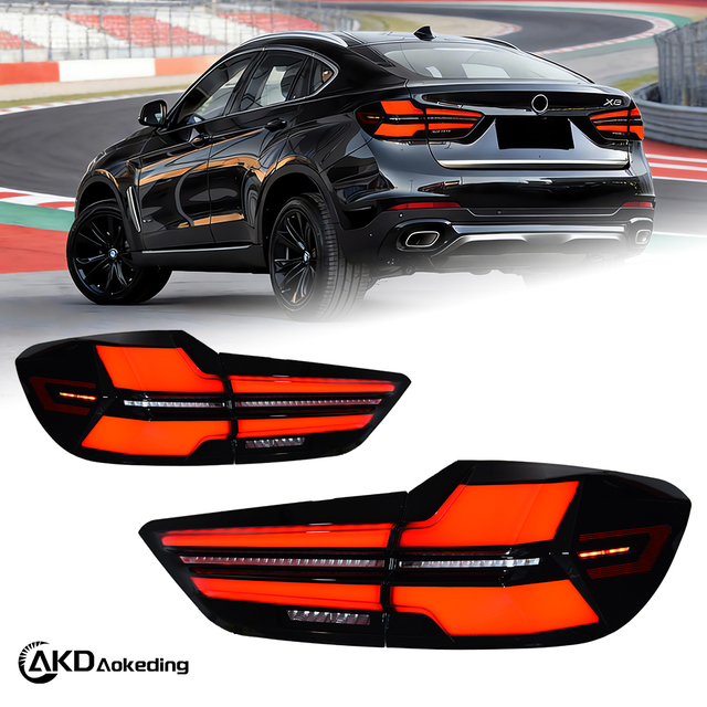 AKD LED Taillight Assembly for 2014-2019 BMW X6 F16 Models, Including Driving Brake Lights, Reversing Lights, And Sequential Turn Signals.