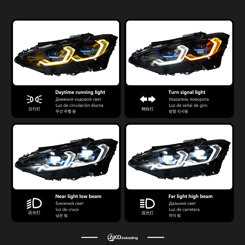 AKD For BMW 4 Series G22 G23 G26 M4 modified LED laser headlight assembly dual color golden eye