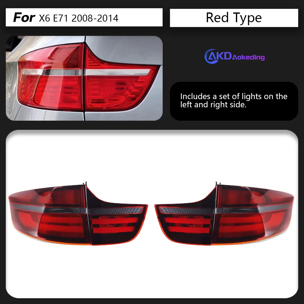 AKD Tail Lamp for BMW X6 E71 LED Tail Light 2008-2014 E71 Rear Fog Brake Turn Signal Automotive Accessories