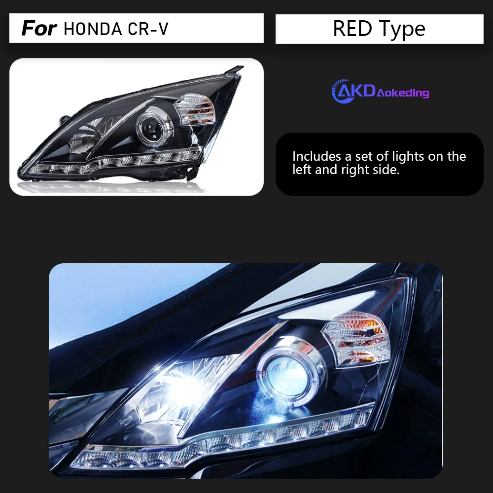 AKD Car Styling Head Lamp for CR-V Headlights 2007-2011 CRV LED Headlight led DRL Double Lens Hid Bi Xenon Auto Accessories