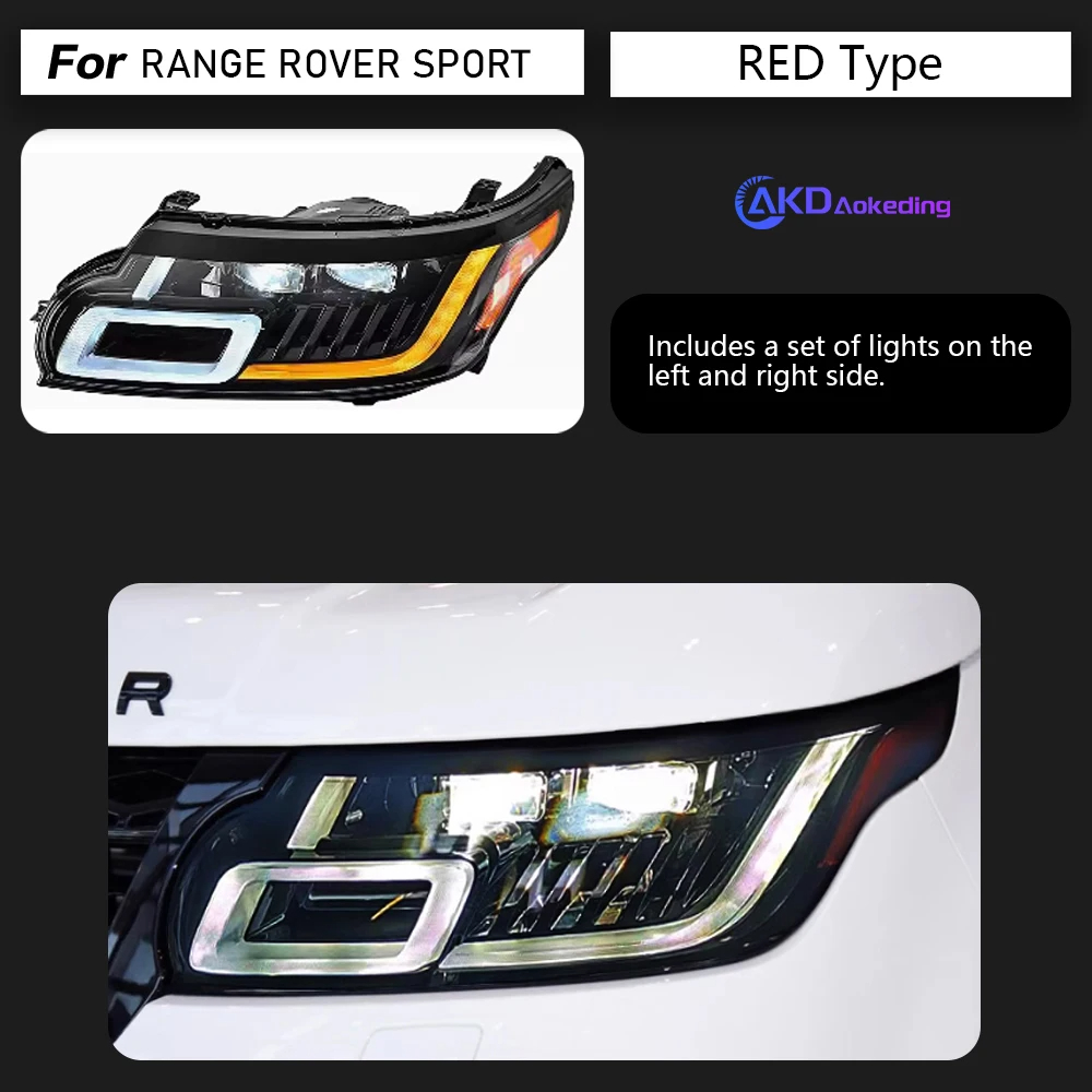 AKD Car Lights for Range Rover Sport LED Headlight Projector Lens 2013-2018 L494 Head Lamp DRL Dynamic Signal Auto Accessories