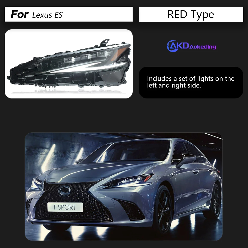 AKD Car Styling Head Lamp for Lexus ES200 Headlights 2018-2023 ES300 LED Headlight DRL Signal Projector Lens auto Accessories