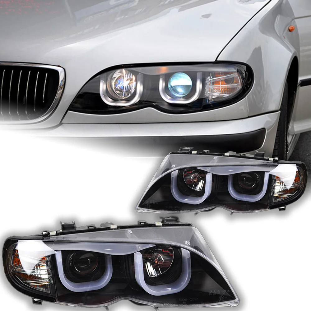 AKD Car Styling for BMW E46 Headlights 2002-2006 320i 318i 323i 325i Headlight DRL Head Lamp Angel Eye Bi Xenon Beam Accessories