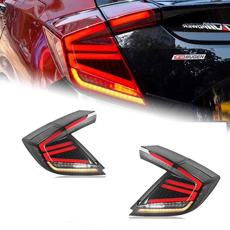 AKD Car Lights For Honda Civic X 2016-2021 Hatchback LED Auto Taillights Assembly Rear Lamp Dynamic Highlight Backlight Tools Accessories