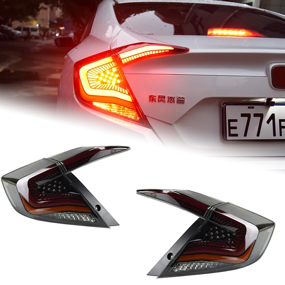 AKD Car Lights for Honda Civic X 2016-2021 10th Sedan LED Auto Taillight Assembly Rear Dynamic Gypsophila Design Highlight Accessories