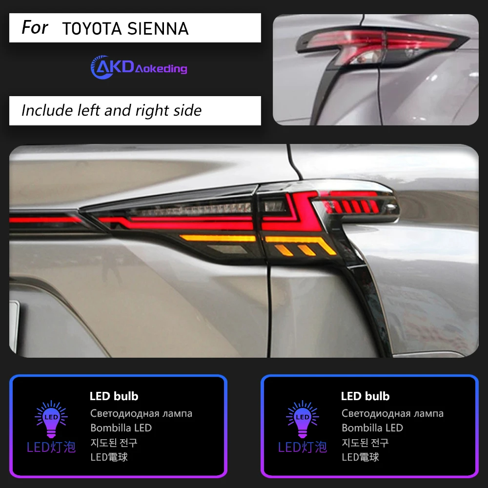 AKD Car Styling for Toyota sienna Tail Light 2021-2023 sienna LED Tail Lamp DRL Signal Brake Reverse auto Accessories