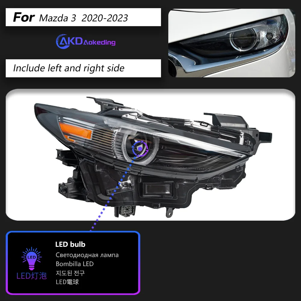 AKD Car Styling for Mazda 3 Axela LED Headlight 2020-2023 New Mazda3 LED DRL Hid Head Lamp Angel Eye Bi Xenon Accessories