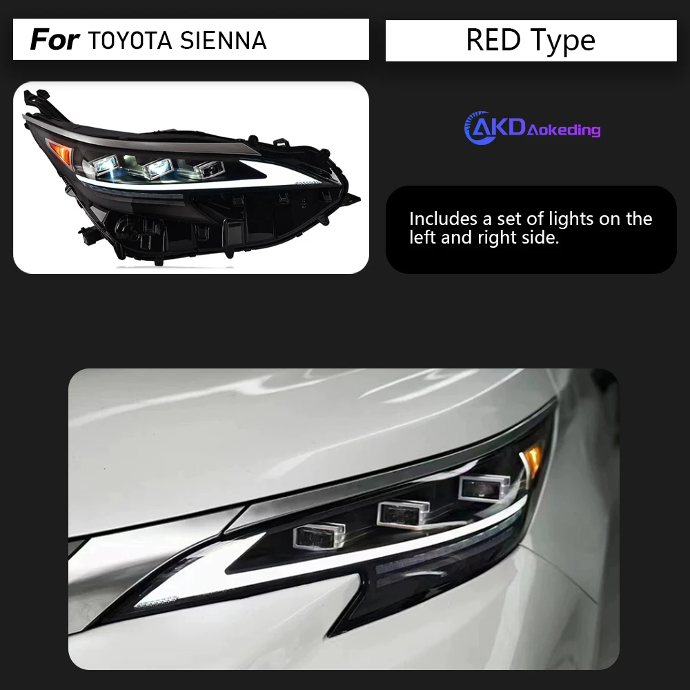 AKD Car Styling Head Lamp for Toyota Sienna Headlights 2021-2023 Sienna LED Headlight DRL Signal Hid Bi Xenon Auto Accessories