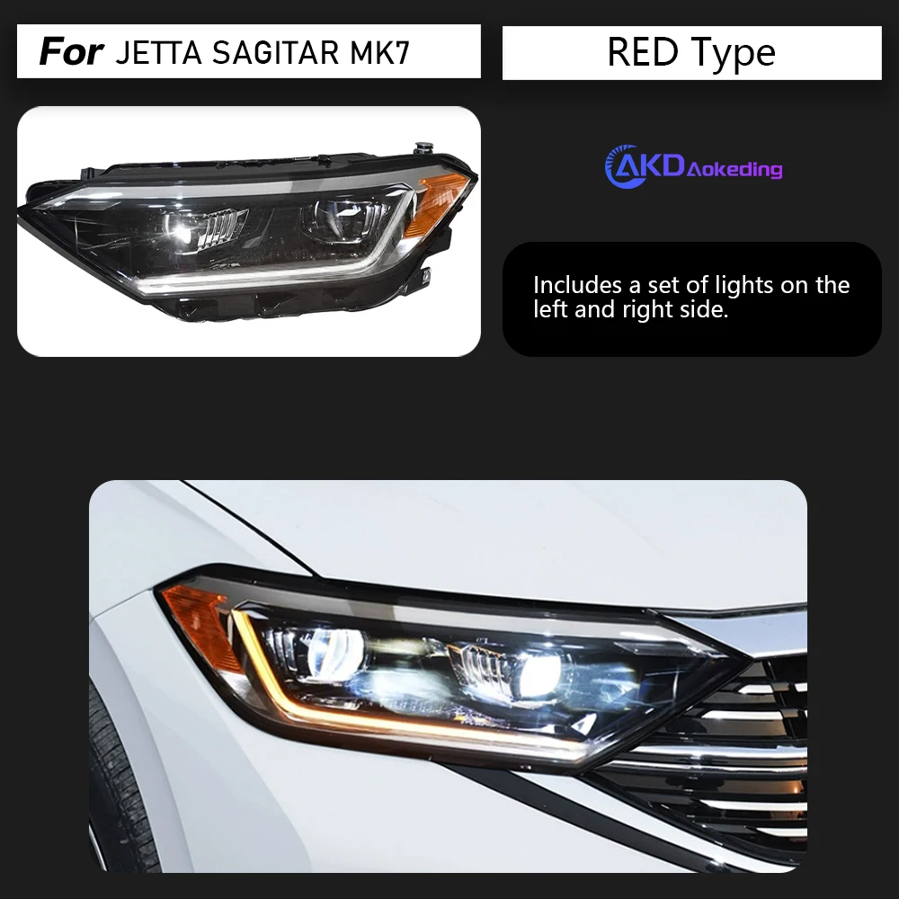 AKD Car Styling for VW Jetta Sagitar Headlights 2019-2023 Jetta mk7 LED Headlight Design Led Drl Hid Bi Xenon Auto Accessories