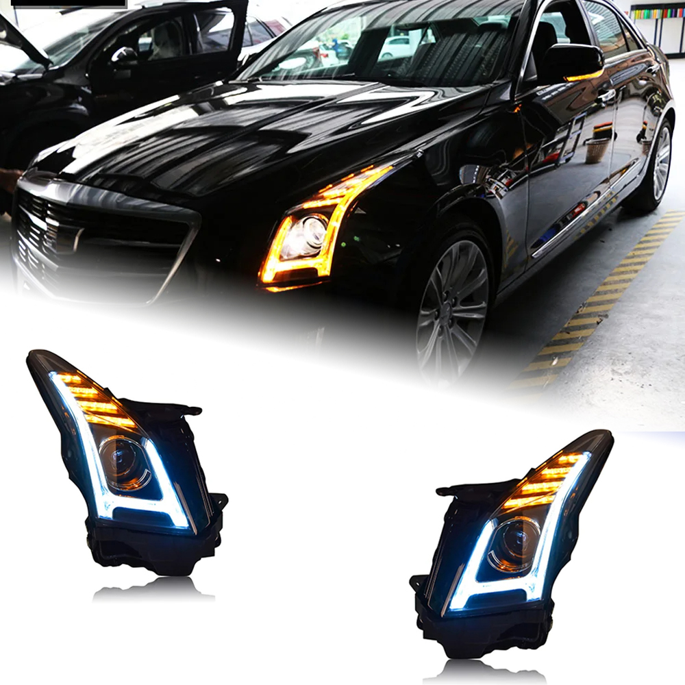 AKD Head Lamp for Cadillac ATS LED Headlight 2014-2018 Headlights ATS-L DRL Turn Signal High Beam Angel Eye Projector