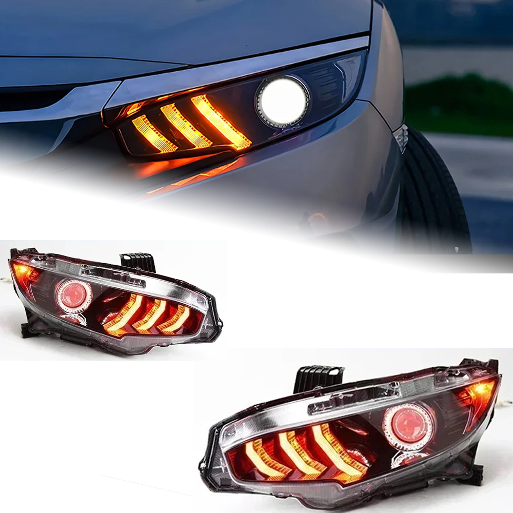 AKD Car Styling Headlights for Honda CIVIC X G10 Mustang LED Headlight 2016-2021 Head Lamp DRL Signal Projector Lens Automotive