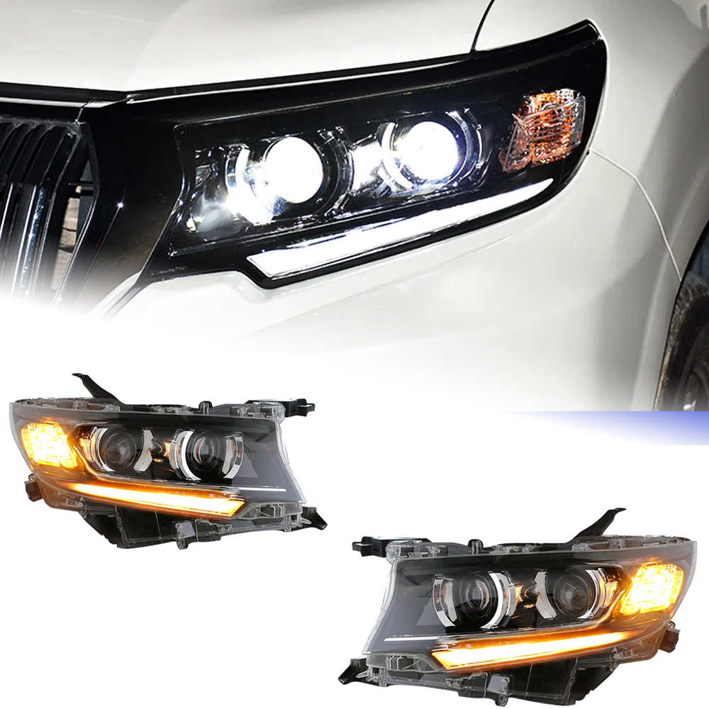 AKD Head Lamp for Toyota Prado LED Headlight 2018-2021 Headlights Prado DRL Turn Signal High Beam Angel Eye Projector Lens