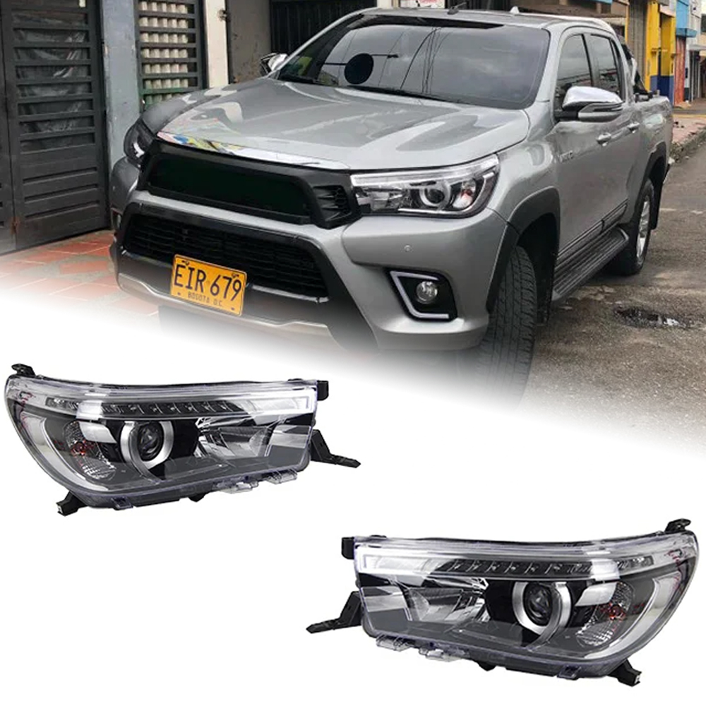 AKD Car Lights For Toyota Hilux Revo Rocco Vigo 2015-2021 LED Auto Headlight Assembly Upgrade High Configure Angel Eyes Design Accessories