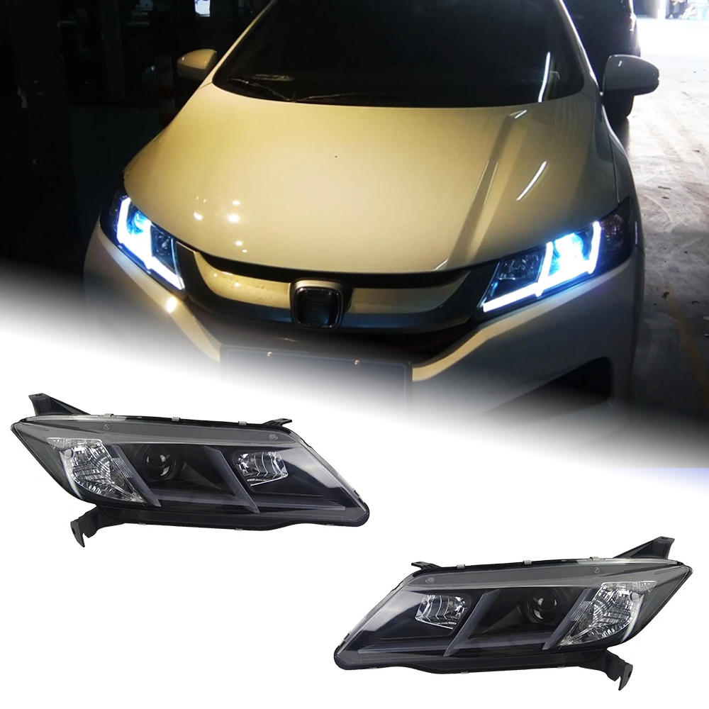 AKD Car Lights for Honda City 2015-2019 LED Auto Headlight Assembly Upgrade Highlight Blink Signal Lamp Bifocal Xenon Tool Accessories