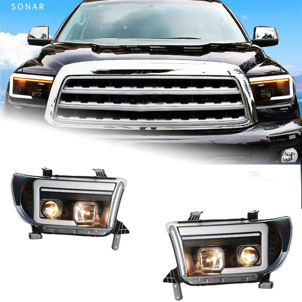 AKD Head Lamp for Toyota Tundra LED Headlight 2007-2013 Headlights Sequoia DRL Turn Signal High Beam Angel Eye Projector Lens