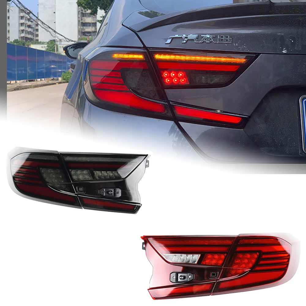 AKD Car Lights for Honda Accord X 2018-2022 10th LED Auto Taillights Assembly Upgrade Angel Wing Design Dynamic Lamp Accessories