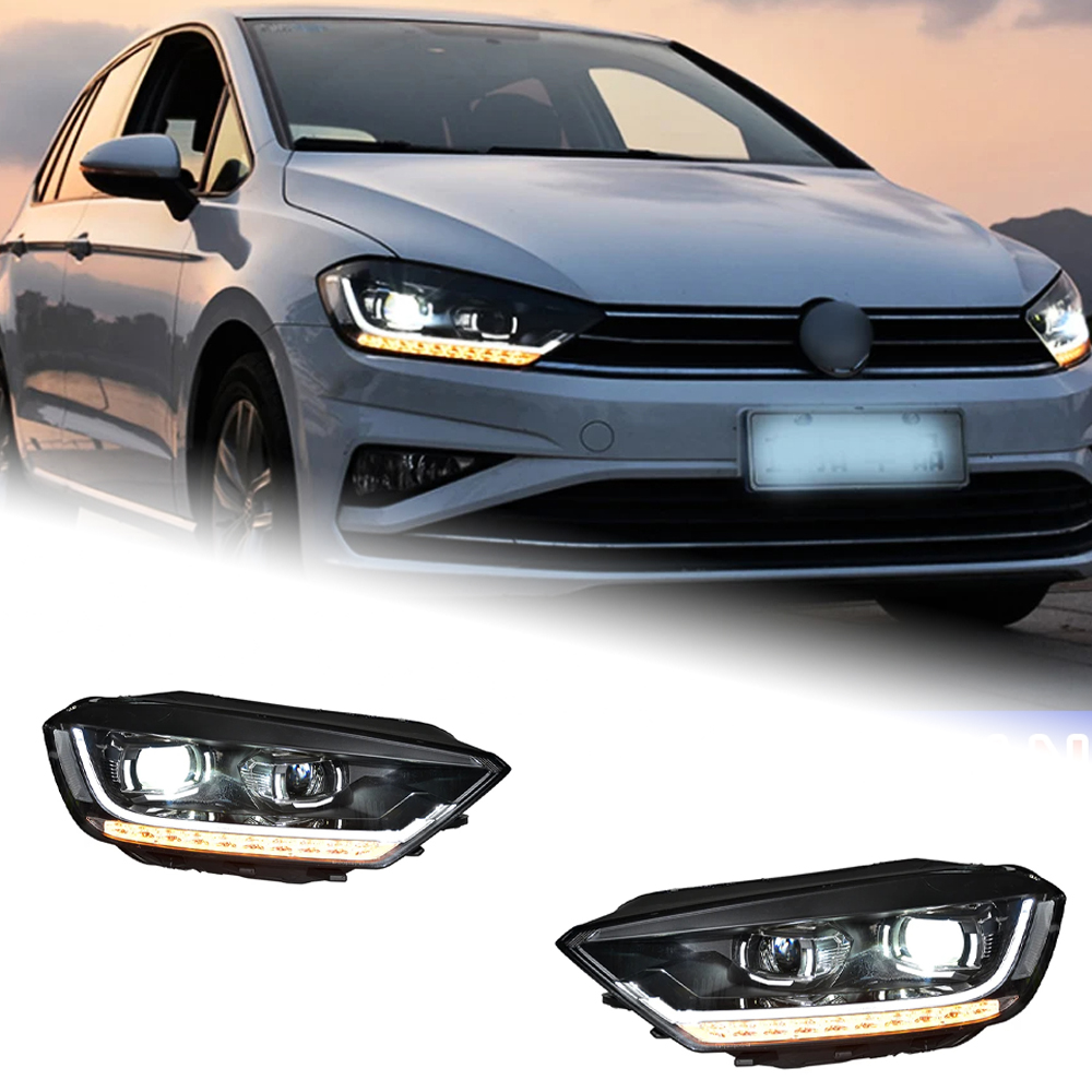 AKD Head Lamp for VW Golf Sportsvan LED Headlight 2016-2020 Headlights Sportsvan DRL Turn Signal High Beam Angel Eye Projector