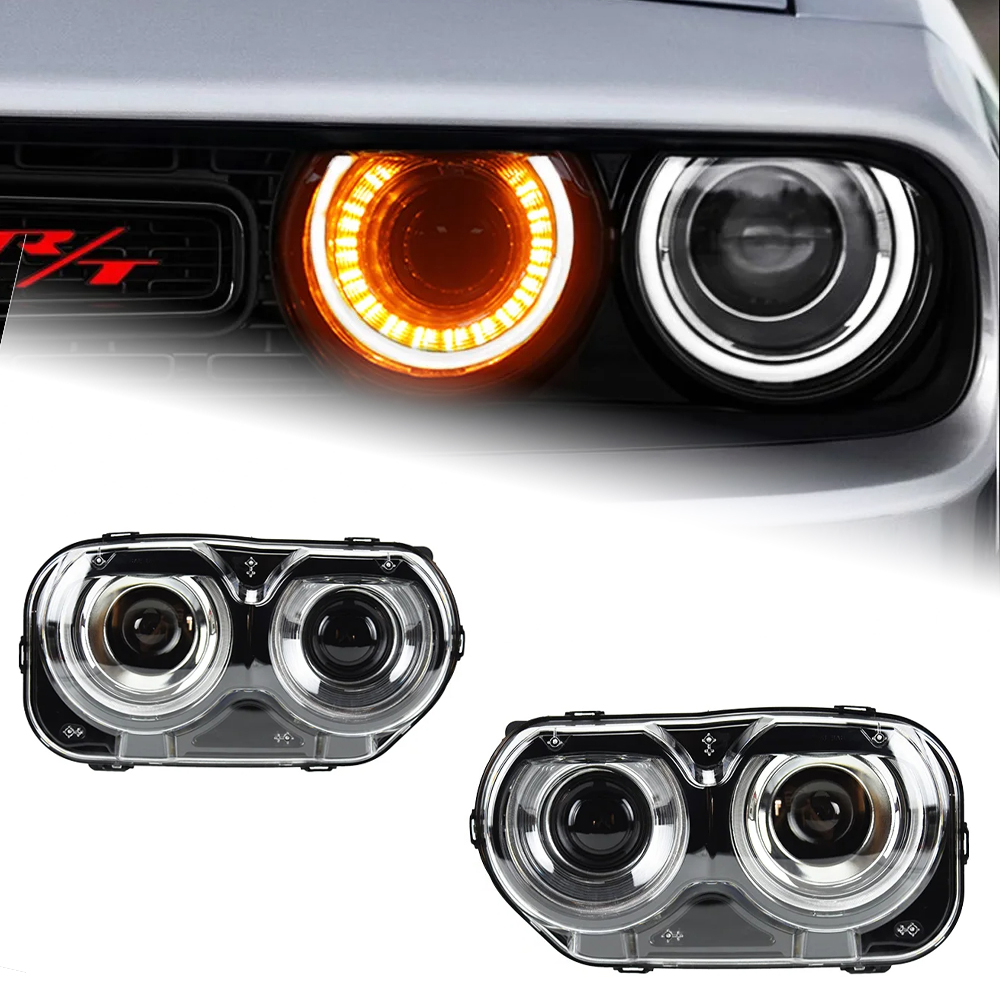 AKD Head Lamp for Dodge Challenger LED Headlight 2008-2021 Headlights Challenger DRL Turn Signal High Beam Angel Eye Projector