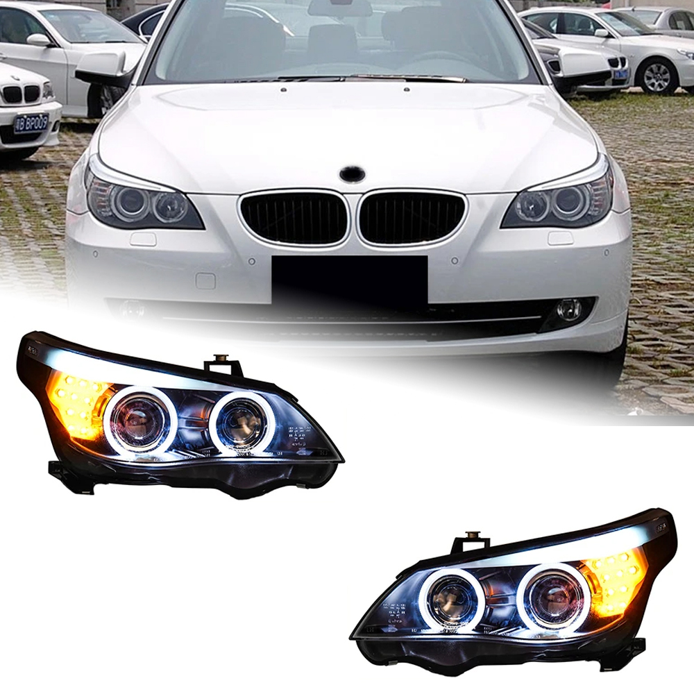 AKD Car Lights For BMW E60 2003-2010 5 Series 520i LED Auto Headlight Assembly Upgrade Angel Eyes Design Bicofal Lens Accessories