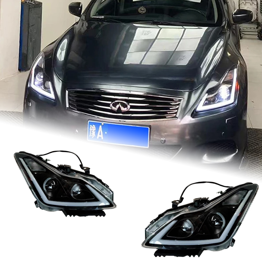 AKD Head Lamp for Infiniti G37 LED Headlight 2006-2012 Headlights Q60 DRL Turn Signal High Beam Angel Eye Projector Lens