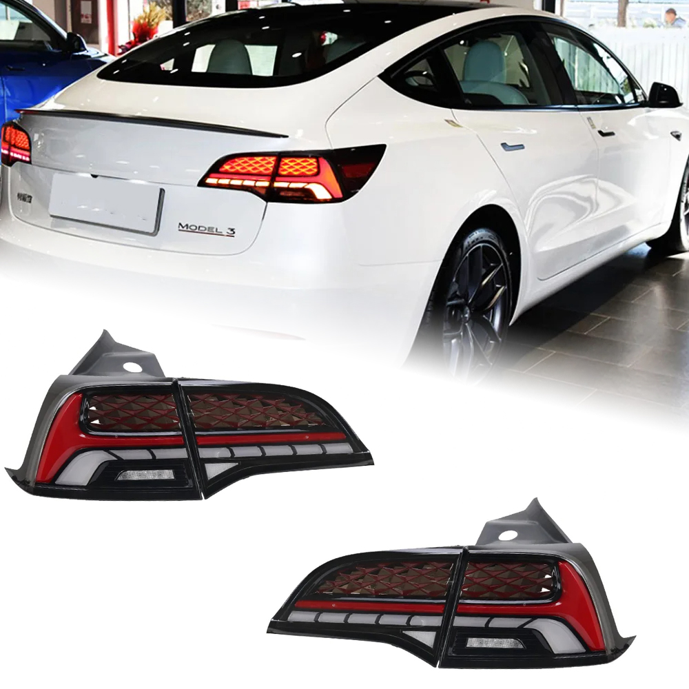 AKD Tail Lamp Tesla Model 3 LED Tail Light Model3 Model Y Rear Fog Brake Turn Signal Automotive Accessories