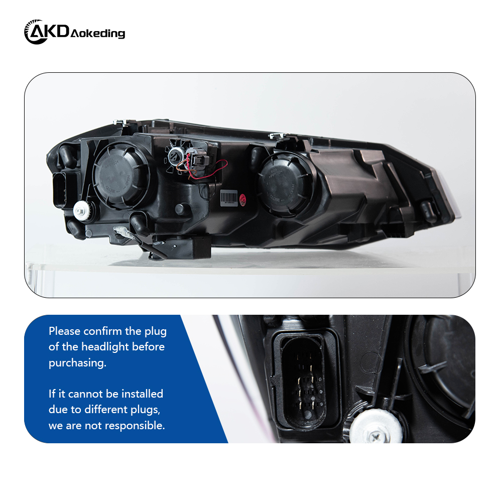 AKD Headlight Assembly Upgrade for 2019-2024 Volkswagen Polo Models: LED Laser Sequential Turn Signals, Daytime Running Lights, Bi-xenon Projector Lenses.