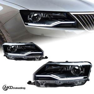 AKD Headlight Assembly Retrofit for 2014-2018 Skoda Rapid with LED Laser Sequential Turn Signals, Daytime Running Lights, And Bi-xenon Projector Lenses.