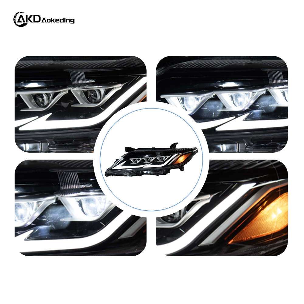 AKD Headlight Assembly Upgrade for 2010-2011 Toyota Camry with LED Laser Sequential Turn Signals, Daytime Running Lights, And Bi-xenon Projector Lenses.