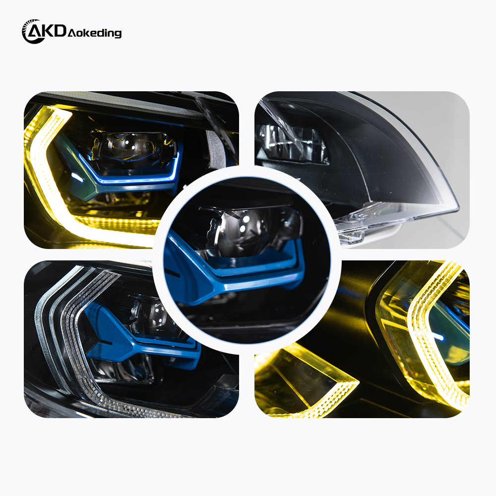 AKD headlight assembly retrofit for 2008-2014 BMW X6 E71 models, including daytime running lights, LED headlights, and turn signals.