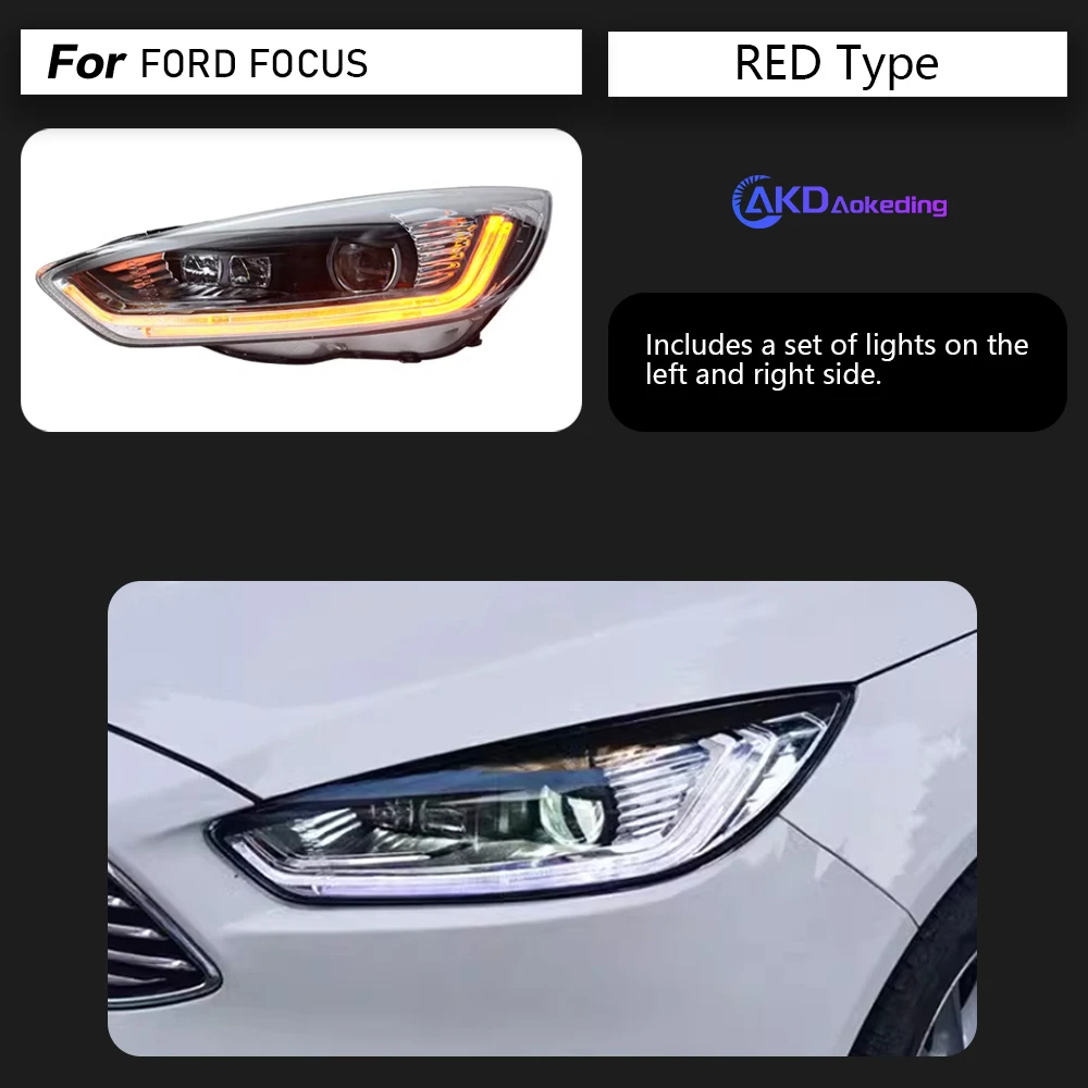 AKD Car Styling for Ford Focus Headlights 2015-2017 New Focus LED Headlight Dynamic Signal Led Drl Hid Auto Accessories