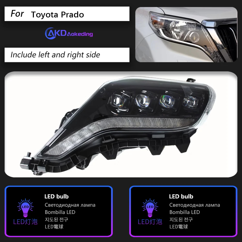 AKD Car Styling for Toyota Prado LC150 2013-2017 LED Headlight LED DRL Hid Option Head Lamp Angel Eye Bi Xenon Beam Accessories