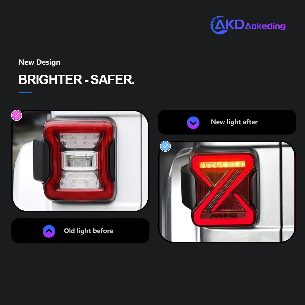 AKD Car Styling Tail Lamp for Jeep Wrangler Tail Lights 2018-2023 Wrangler LED Tail Light LED DRL Signal auto Accessories