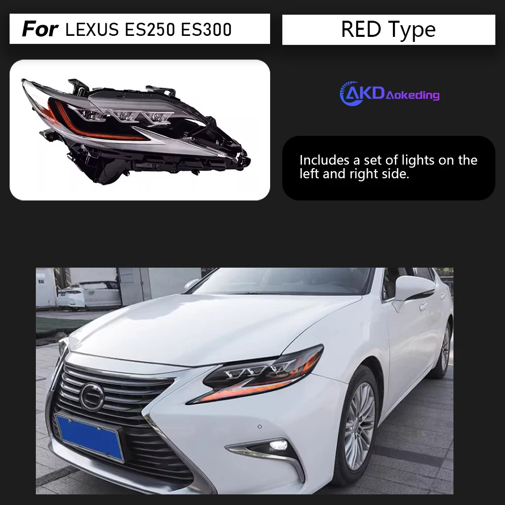 AKD Car Accessories Head Lamp for Lexus ES200 Headlights 2013-2017 ES300 LED Headlight ES250 DRL Signal Projector Lens auto