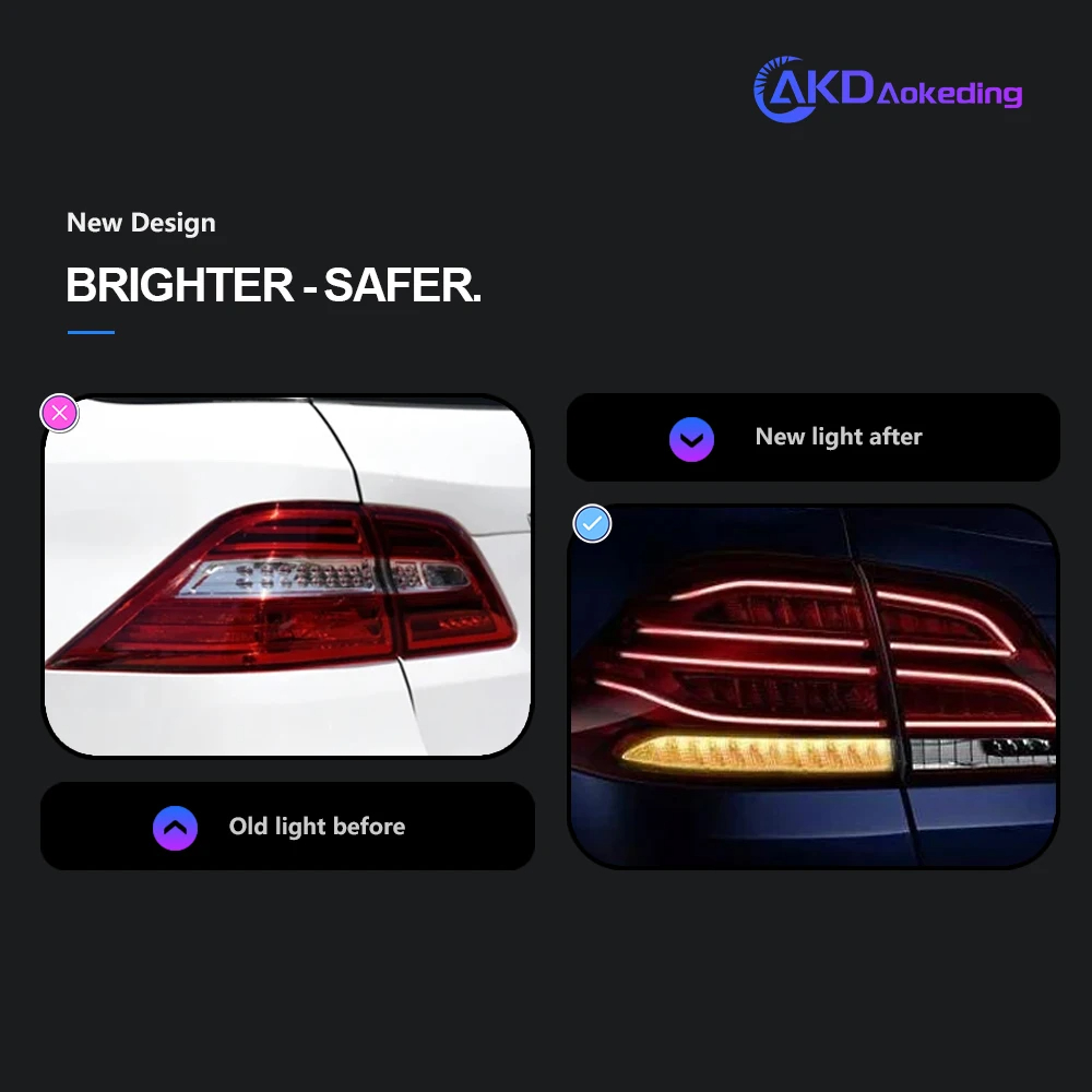 AKD Car Styling for Benz W164 Tail Lights 2012-2015 ML350 ML400 GLE W166 LED Tail Lamp DRL Signal Brake Reverse auto Accessories