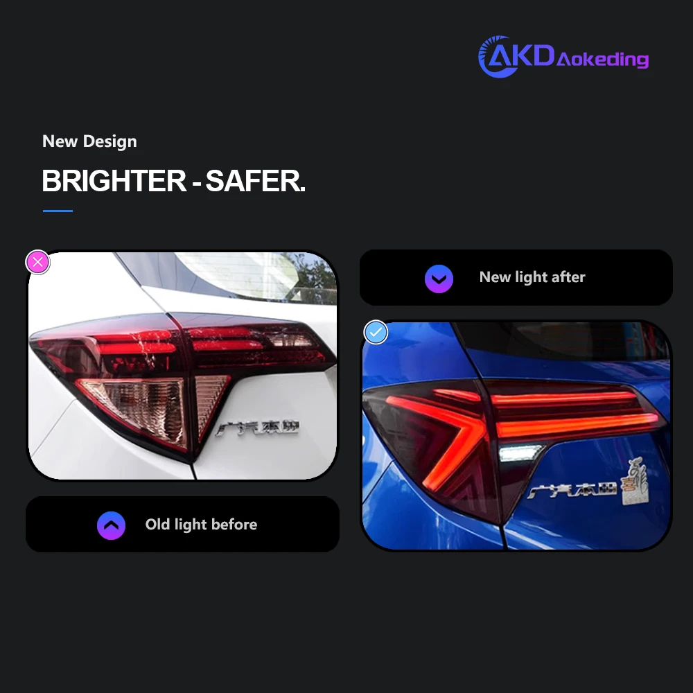 AKD Car Styling for Honda HR-V LED Tail Light 2015-2020 HRV Vezel Rear Fog Brake Turn Signal Auto Accessories