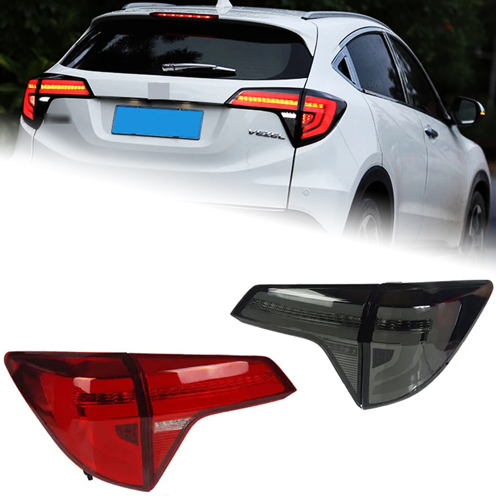 AKD Car Styling for Honda HR-V Tail Lights HR-V Vezel 2014-2021 LED Tail Light Lexus-Style Rear Lamp DRL Signal Brake Reverse auto Accessories