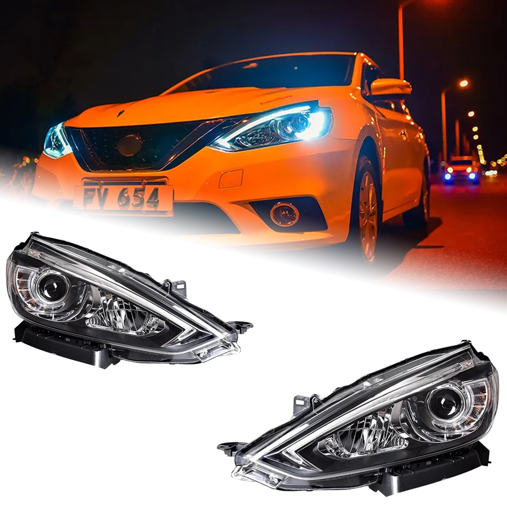 AKD Head Lamp for Nissan Sylphy LED Headlight 2016-2019 Headlights Sylphy DRL Turn Signal High Beam Angel Eye Projector A