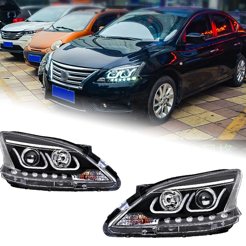 AKD Car Styling Head Lamp for Sylphy Headlights 2012-2014 Sentra LED Headlight DRL Hid Option Head Lamp Angel Eye Beam Accessories