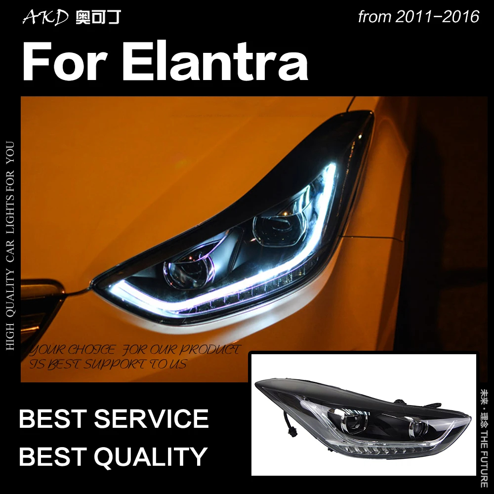 AKD Car Styling Head Lamp for Hyundai Elantra Headlights 2011-2016 Elantra MD LED Headlight DRL Hid Bi Xenon Auto Accessories