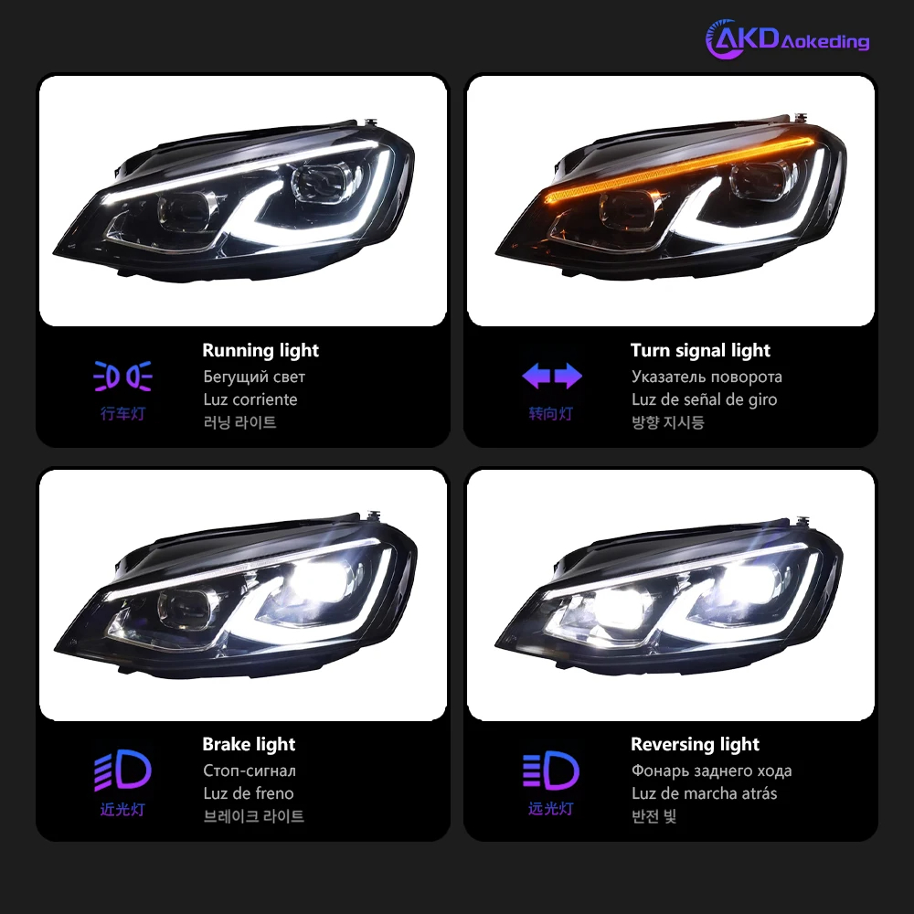 AKD Car Styling for VW Golf 7 Headlights 2013-2017 Golf7 All LED Headlights DRL Head Lamp Projector Lens Low High Beam Accessories