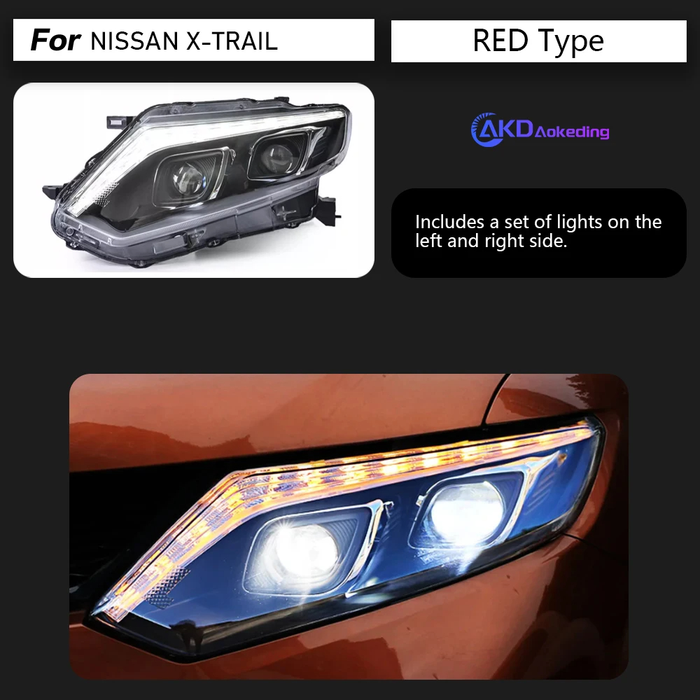 AKD Car Styling headlights for Nissan X-trail Rouge LED Headlight 2014-2016 DRL Hid Option Head Lamp Angel Eye Beam Accessories