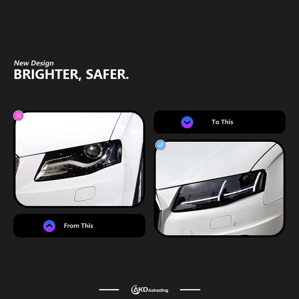 AKD Suitable for 2009-2012 Audi A4 headlight assembly LED lens headlight water turn daytime running light