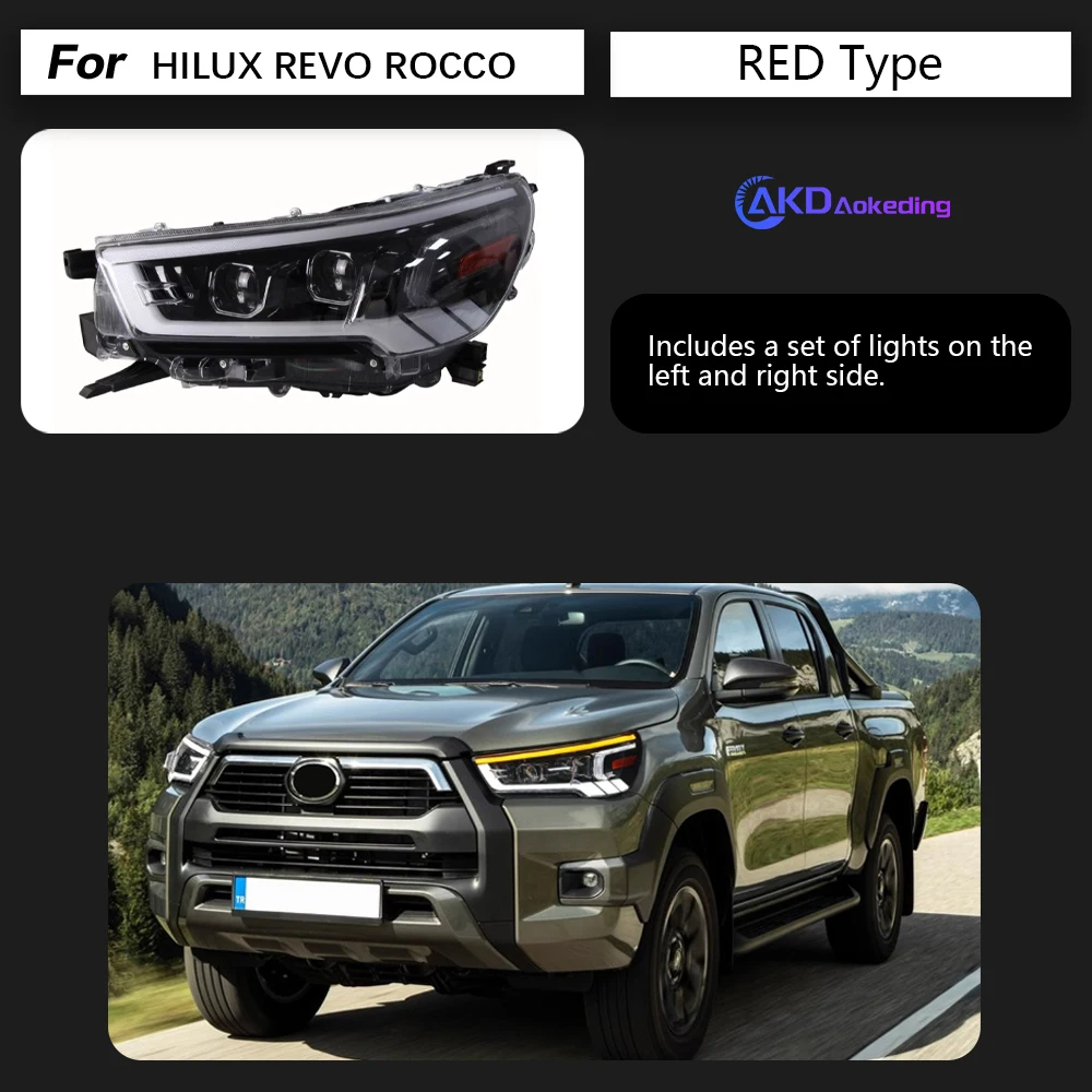 AKD Car Lights for Toyota Hilux Revo Vigo Rocco 2021-Now LED Auto Headlight Assembly Upgrade Bicofal Lens LHD RHD Signal Lamp Accessories