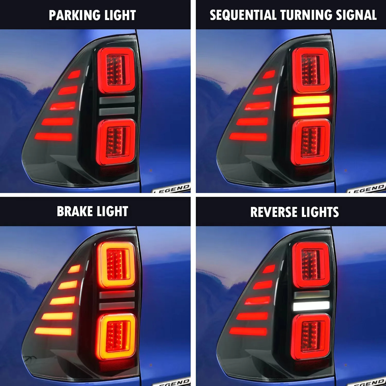 AKD Tail Lamp for Toyota Hilux LED Tail Light 2015-2021 Hilux Rear Fog Brake Turn Signal Automotive Accessories