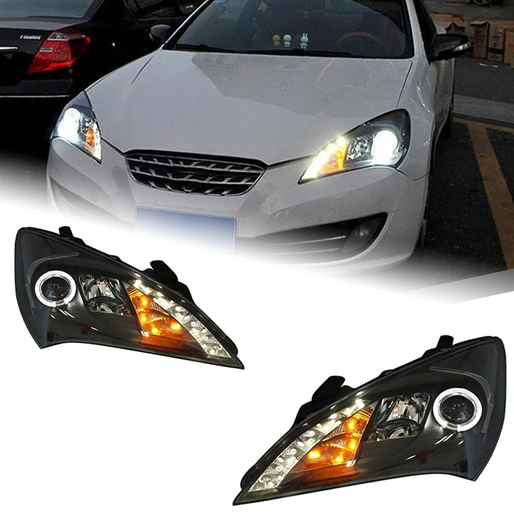 AKD Car Styling Head Lamp for Hyundai Rohens Coupe Headlights 2009-2012 Angel Eye Headlight LED DRL Signal Hid Auto Accessories