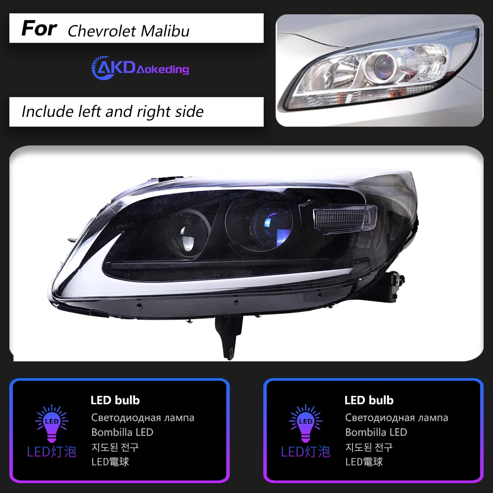 AKD Head Lamp for Chevrolet Malibu LED Headlight 2012-2016 Headlights Malibu DRL Turn Signal High Beam Angel Eye Projector Lens